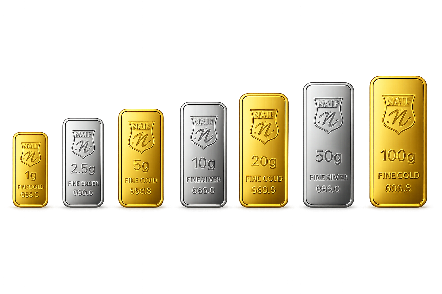 Gold and silver bullion bars